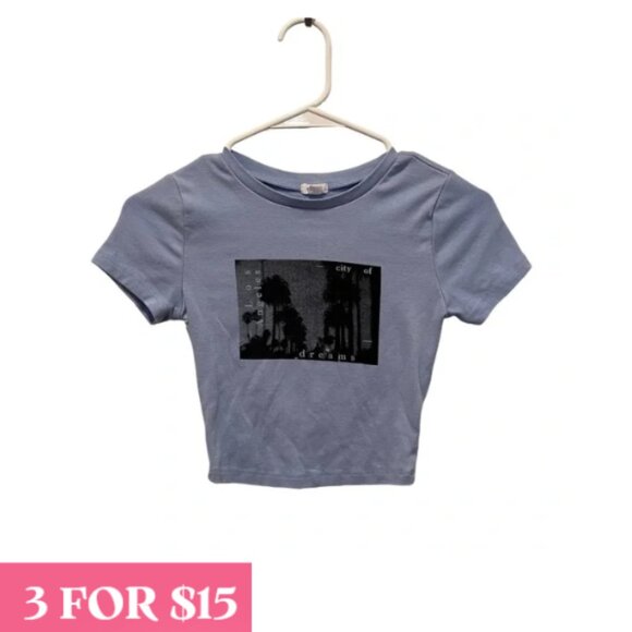 Brandy Melville Tops - Blue Los Angeles Top Garage Beachy Vintage Y2K Fall Grunge Indie Coconutgirl